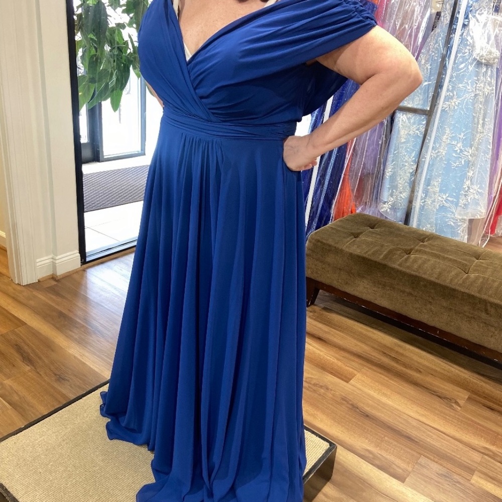 Mother of the bride dress in Indigo blue with shoes